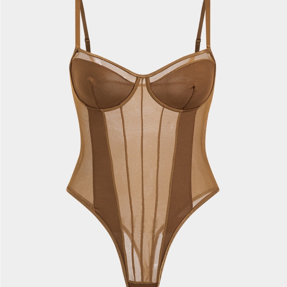 Chic Brown Bodysuit Top